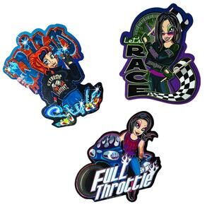 Vintage 2003 Y2k Extreme Hotteez Biker Racing Motorcycle Sticker Set (3)